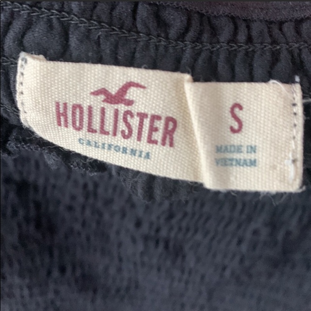 Hollister Off the Shoulder Crinkle Black Stretchy Sexy Top Small - Picture 7 of 9